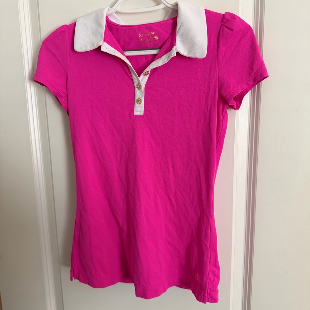 Lilly Pulitzer Pink and White Button Down Top